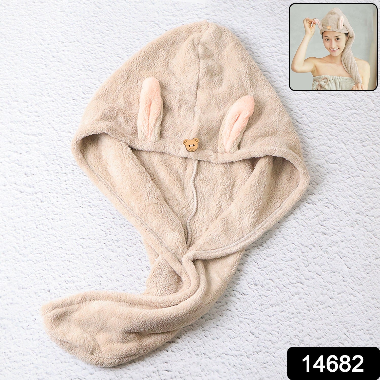 Cute Animal Ear Hooded Hair Drying Towel Wrap (1 Pc) Cute Animal Ear Hooded Hair Drying Towel Wrap (1 Pc)
